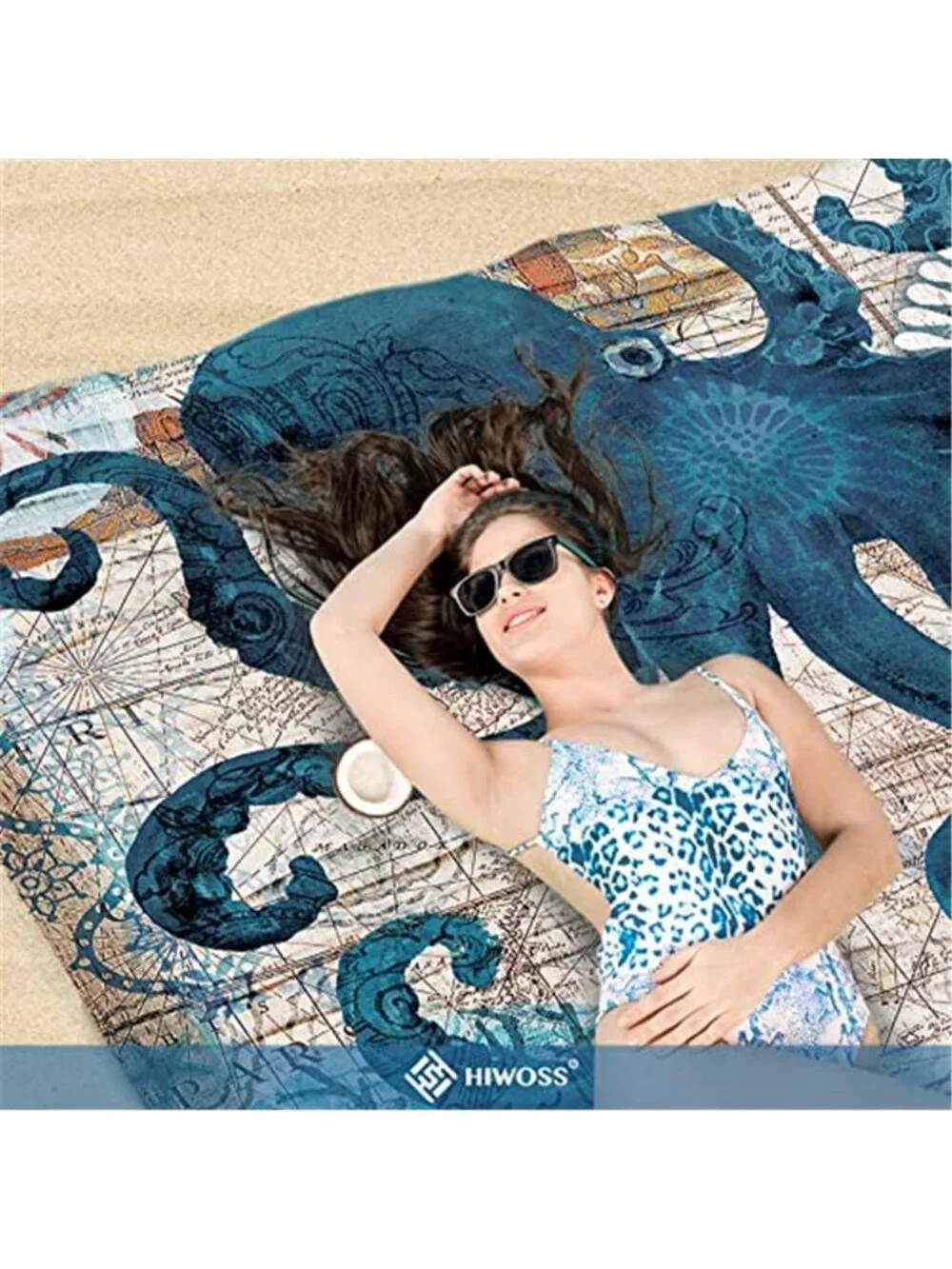 Oversized Beach Blanket Sandproof Waterproof 95 X 85 Octopus Picnic Camping Mat